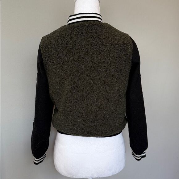 Limited Too Olive Army green and Black Varsity Jacket with sequins Stars - Picture 5 of 8